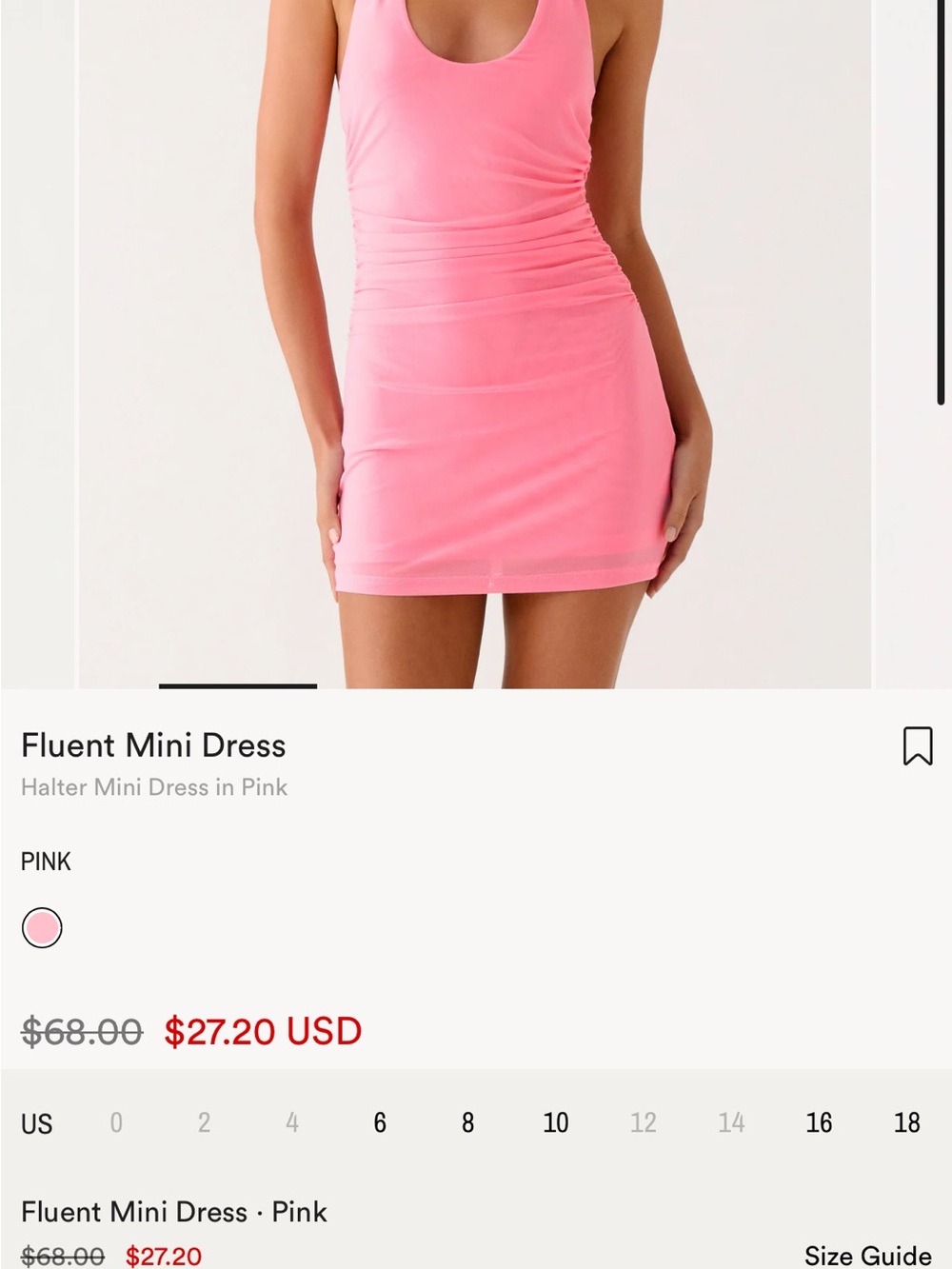 Peppermayo Pink Halter Ruched Mini Dress